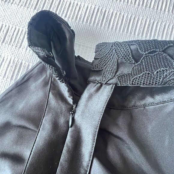 NICOLE MILLER NEW YORK High-Low Black Lace And Satin Dress 8 - Picture 9 of 12